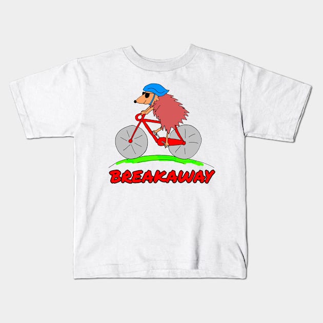 Funny Cycle Racing Cartoon Hedgehog Kids T-Shirt by Michelle Le Grand